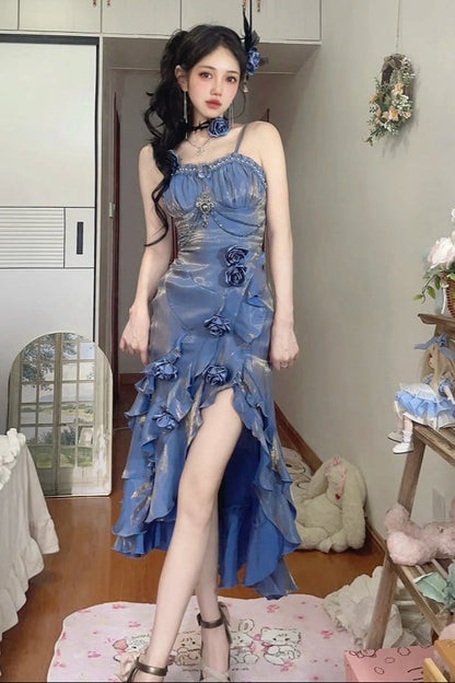 [pre-order] Amour Rose Bianca White and Blue Mermaid Dress Set