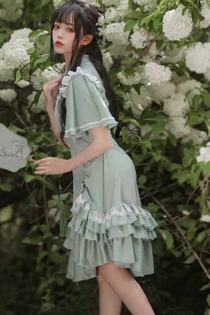 Ruffle Retro Cheongsam Dress