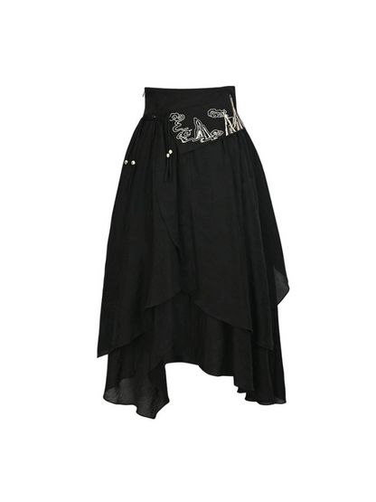 [pre-order] Retro Chinese-style Vest + Shirt + Asymmetric Skirt