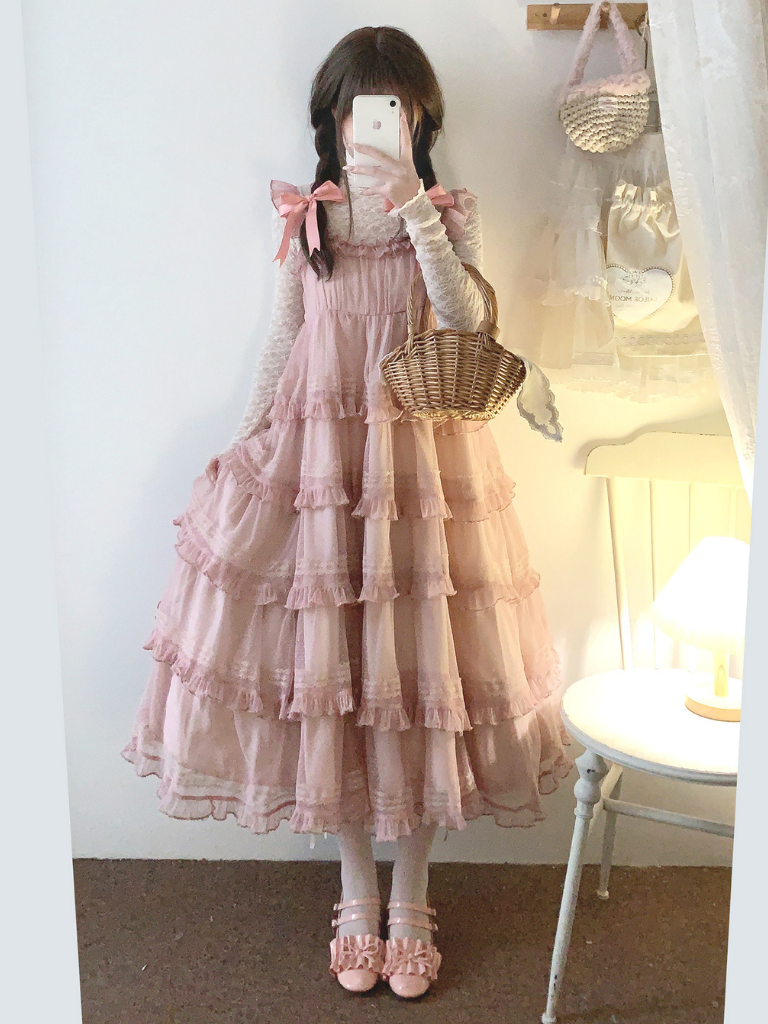 Lace Layered Tiered High Waist Dress