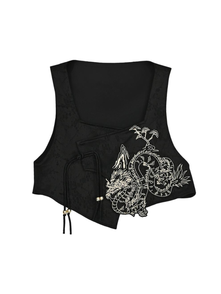 [pre-order] Retro Chinese-style Vest + Shirt + Asymmetric Skirt