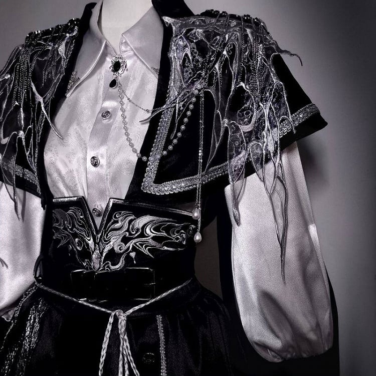 [pre-order] Dark Fantasy Embroidery Cape + Shirt + Corset Train + Pants/skirt Complete Set + Full Set