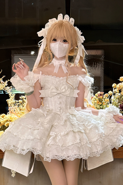 [pre-order] Princess Ballet Tiered Lolita Dress + Headband + Necklace + Sleeves + Tail
