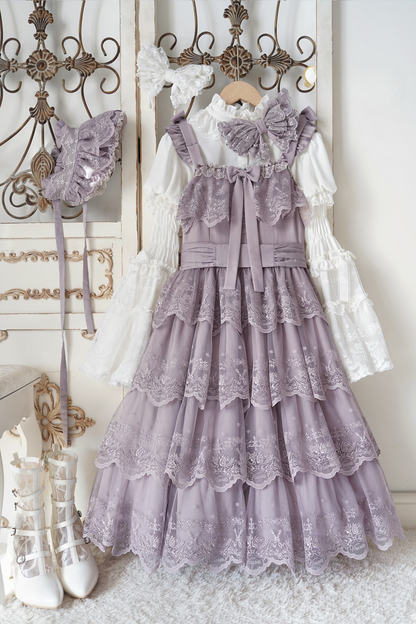 Flower Banquet Princess Sleeve Shirt + Ruffle Lolita Dress