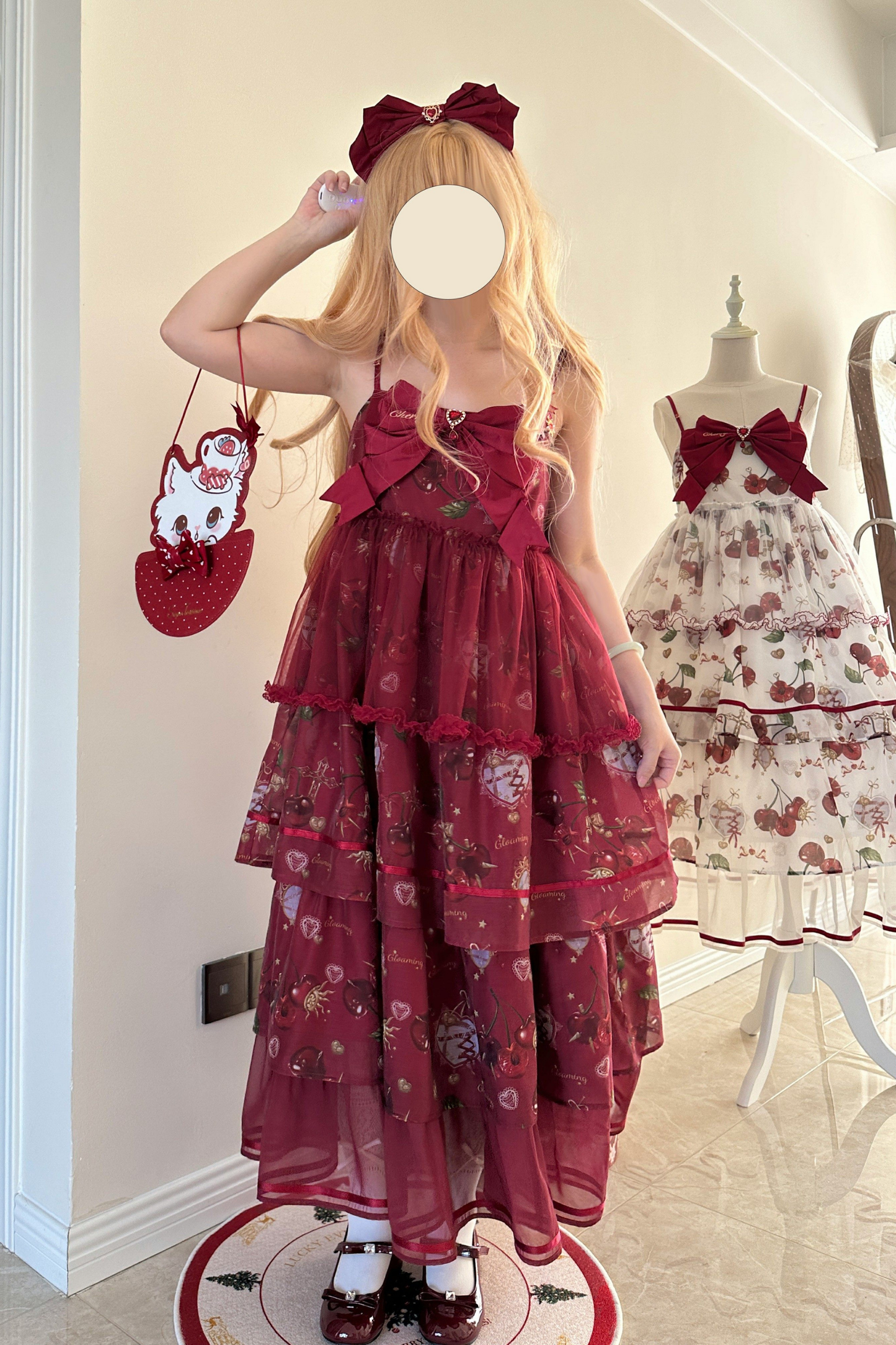 Retro Antique Cherry Sweet Lolita Dress + Jumper Skirt