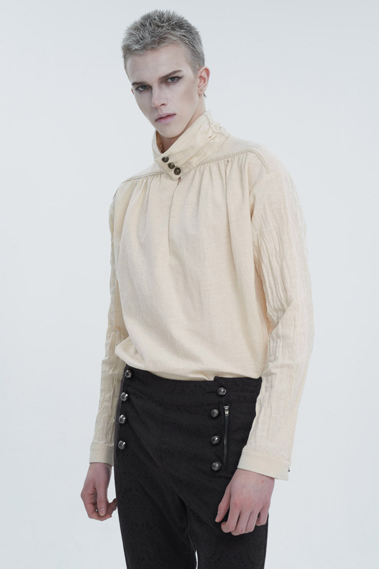 Stand Collar Ruched Gothic Shirt
