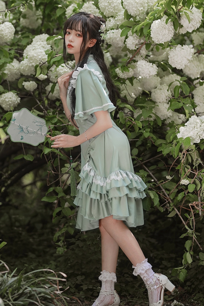 Ruffle Retro Cheongsam Dress