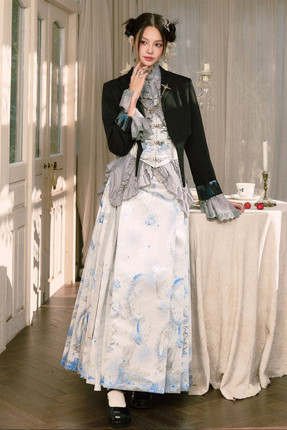 Chinese-style Shirt + Jacket + Long Skirt
