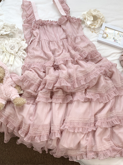 Lace Layered Tiered High Waist Dress