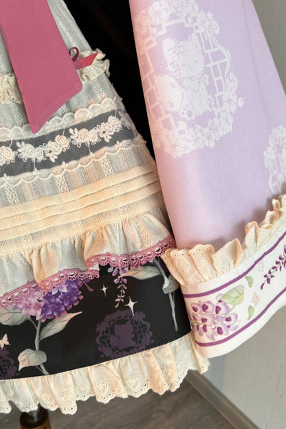 Chinese-style Lolita Top + Skirt + Apron + Headband + Bonnet