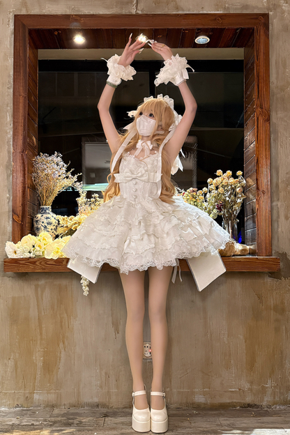 [pre-order] Princess Ballet Tiered Lolita Dress + Headband + Necklace + Sleeves + Tail