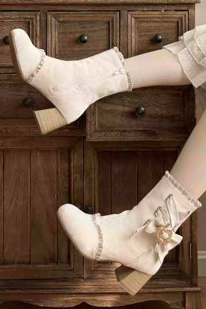 Lolita Classical Ribbon Short Boots