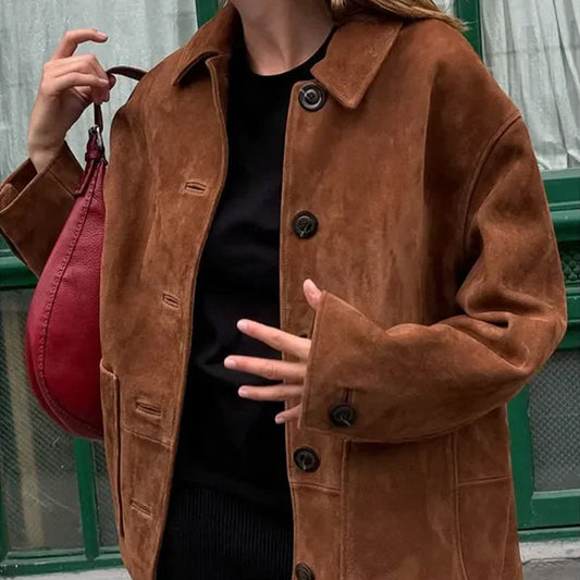 Suede Leather Coat