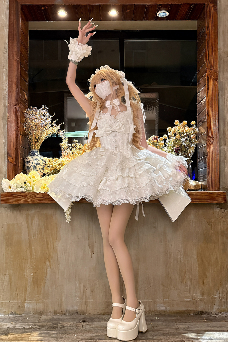[pre-order] Princess Ballet Tiered Lolita Dress + Headband + Necklace + Sleeves + Tail