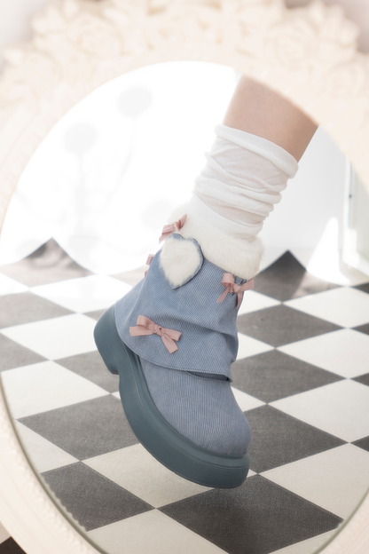 Velvet Ribbon Heart Short Boots