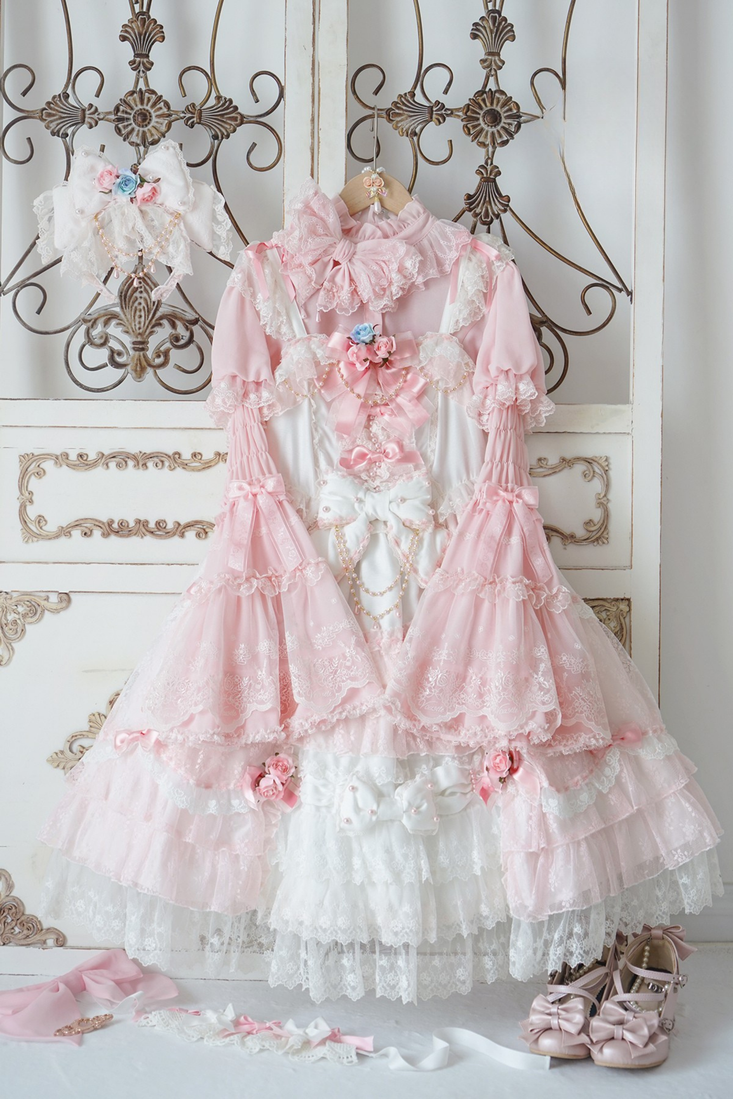 Flower Banquet Princess Sleeve Shirt + Ruffle Lolita Dress