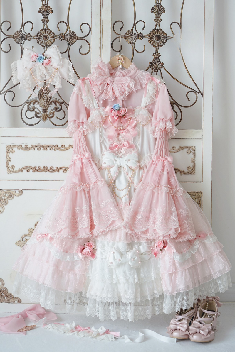 Flower Banquet Princess Sleeve Shirt + Ruffle Lolita Dress