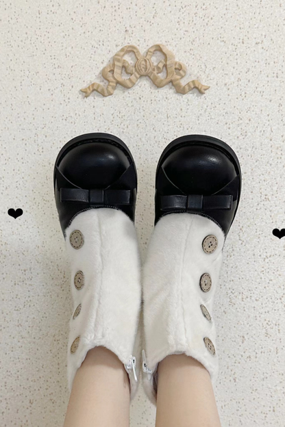 [pre-order] Retro Button Fur Socks Cover Fake Design Boots