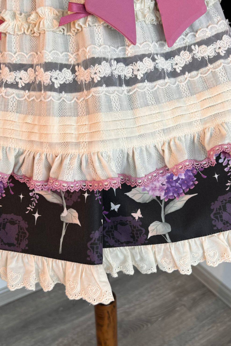Chinese-style Lolita Top + Skirt + Apron + Headband + Bonnet