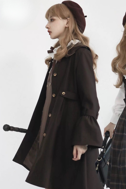 Retro Russian College Trench Coat + Plaid Dress + Plaid Vest + Shirt + Pants + Jacket