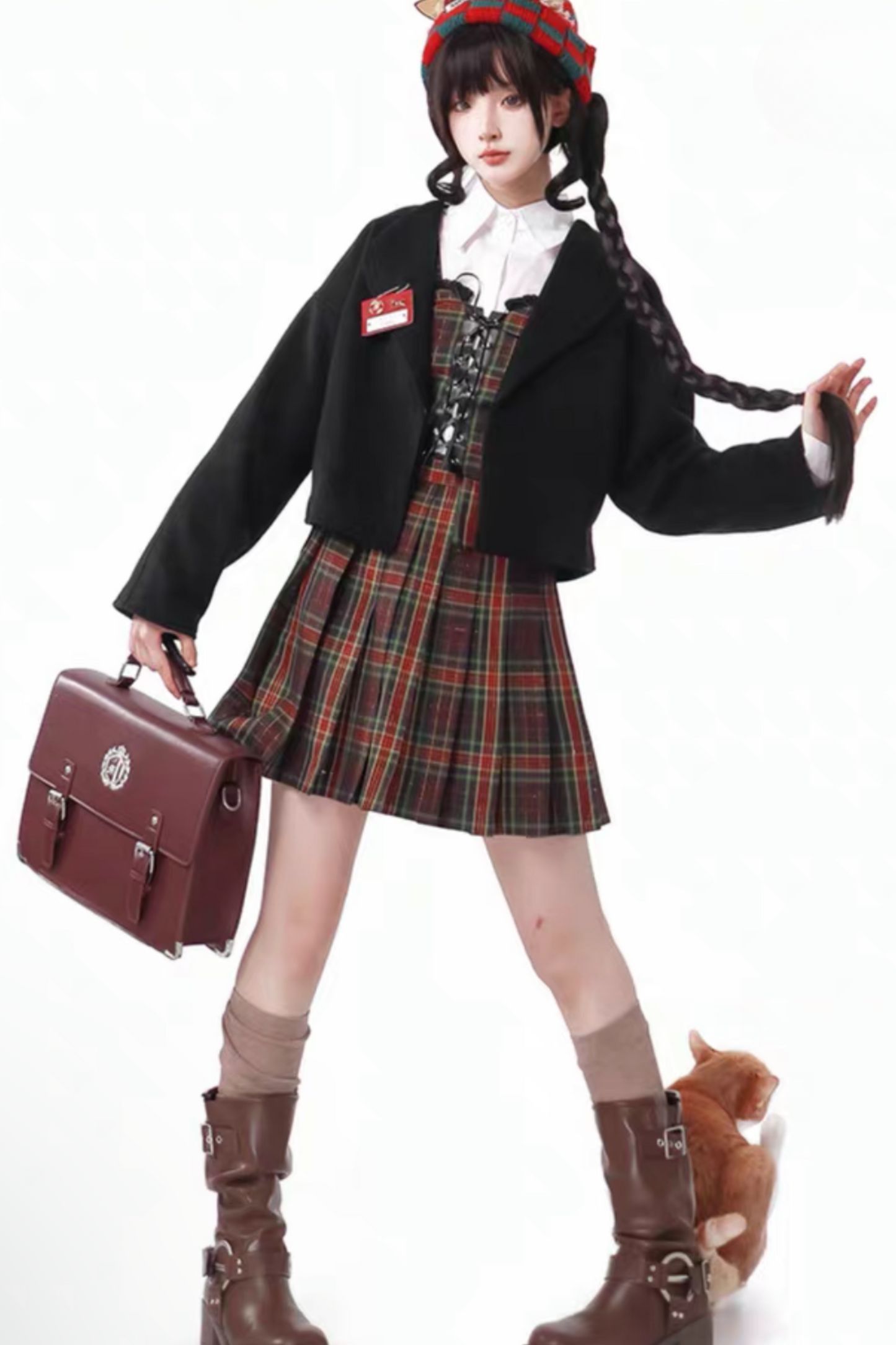 [pre-order] Christmas Plaid Skirt + Show Coat