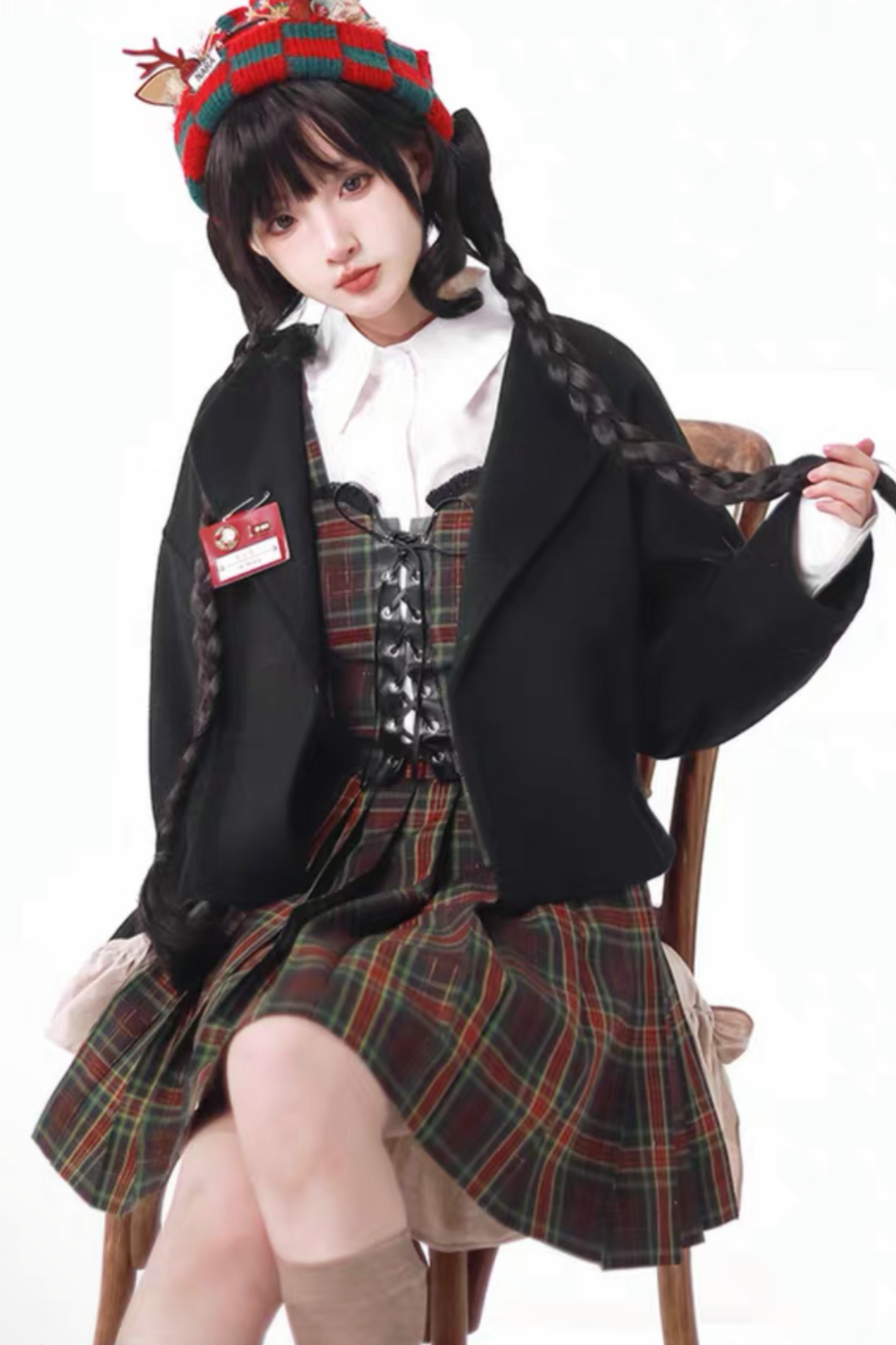 [pre-order] Christmas Plaid Skirt + Show Coat
