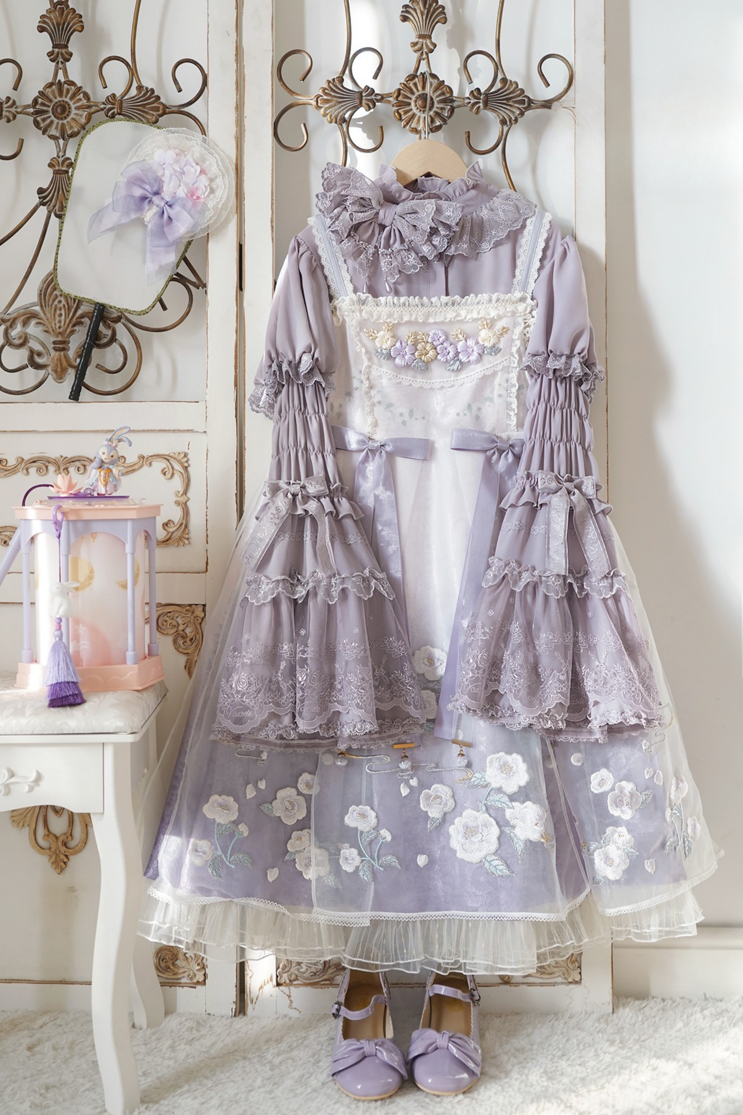 Flower Banquet Princess Sleeve Shirt + Ruffle Lolita Dress