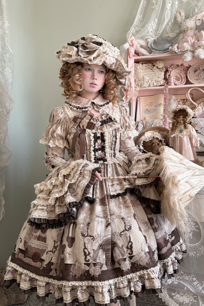 Briana Bear Print Dream Doll Lolita Dress + Jsk + Skirt + Shirt + Petticoat