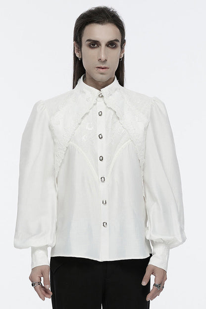 White Long Puff Sleeves Lace Gothic Blouse