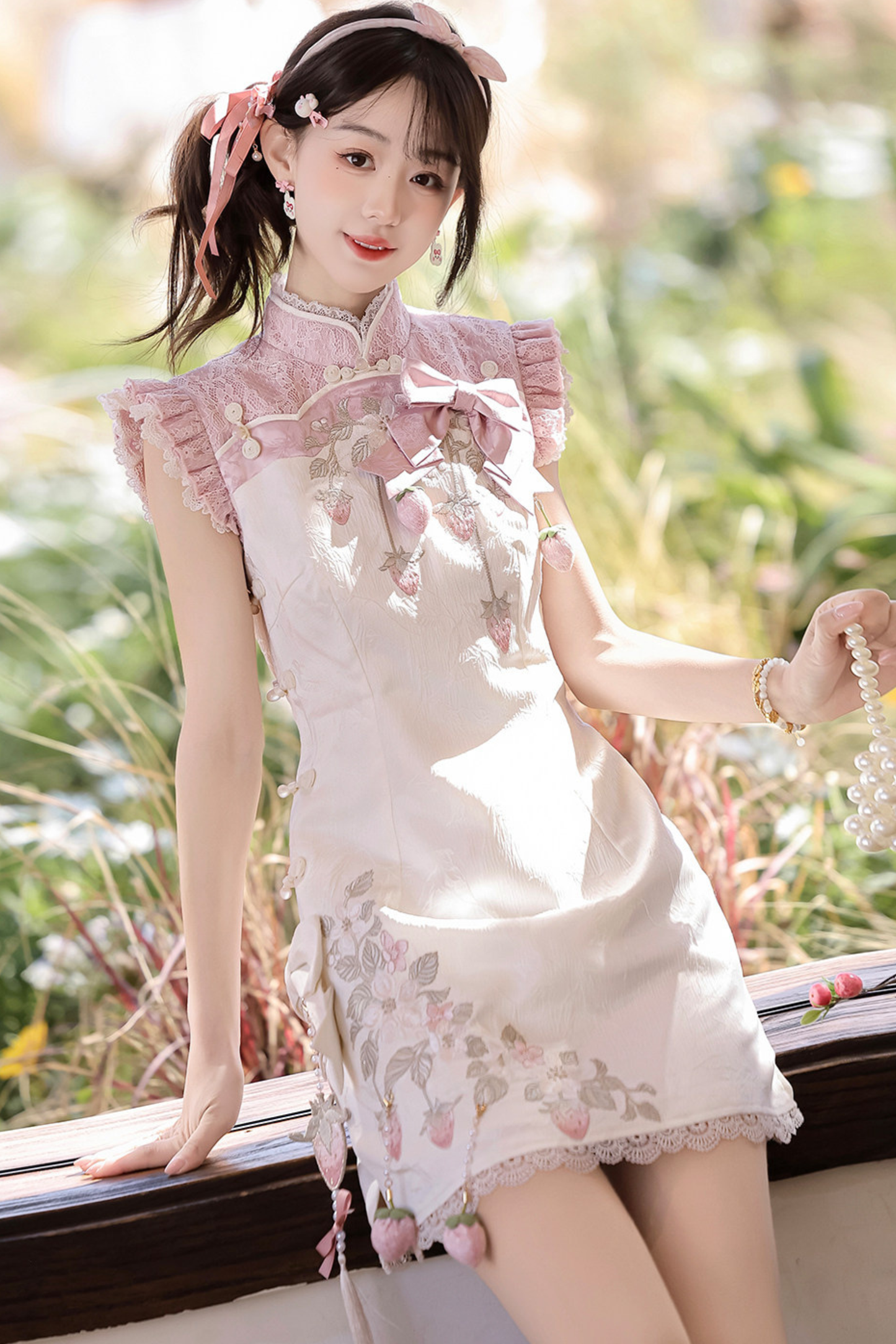 Strawberry Sweet Chinese-style Sleeveless Dress