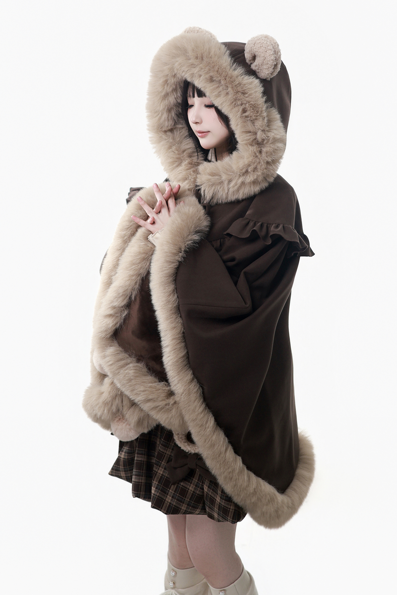 Velvet Bear Hooded Cape + Top + Suspender Skirt + Leg Covers