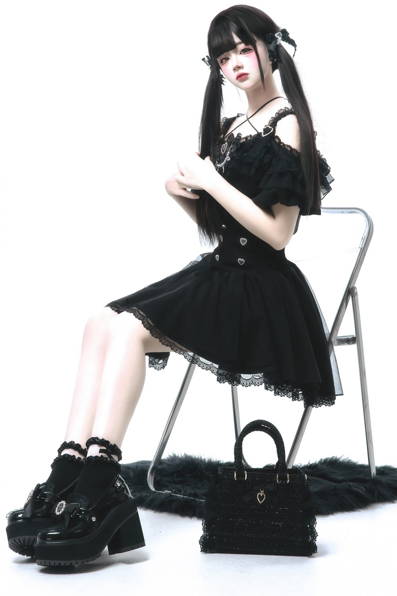 [pre-order] Jirai Off Shoulder Top + Flare Skirt + Ribbon