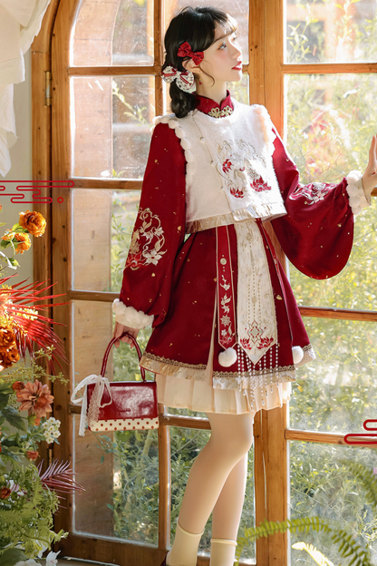 Chinese Lolita Red Dress Set