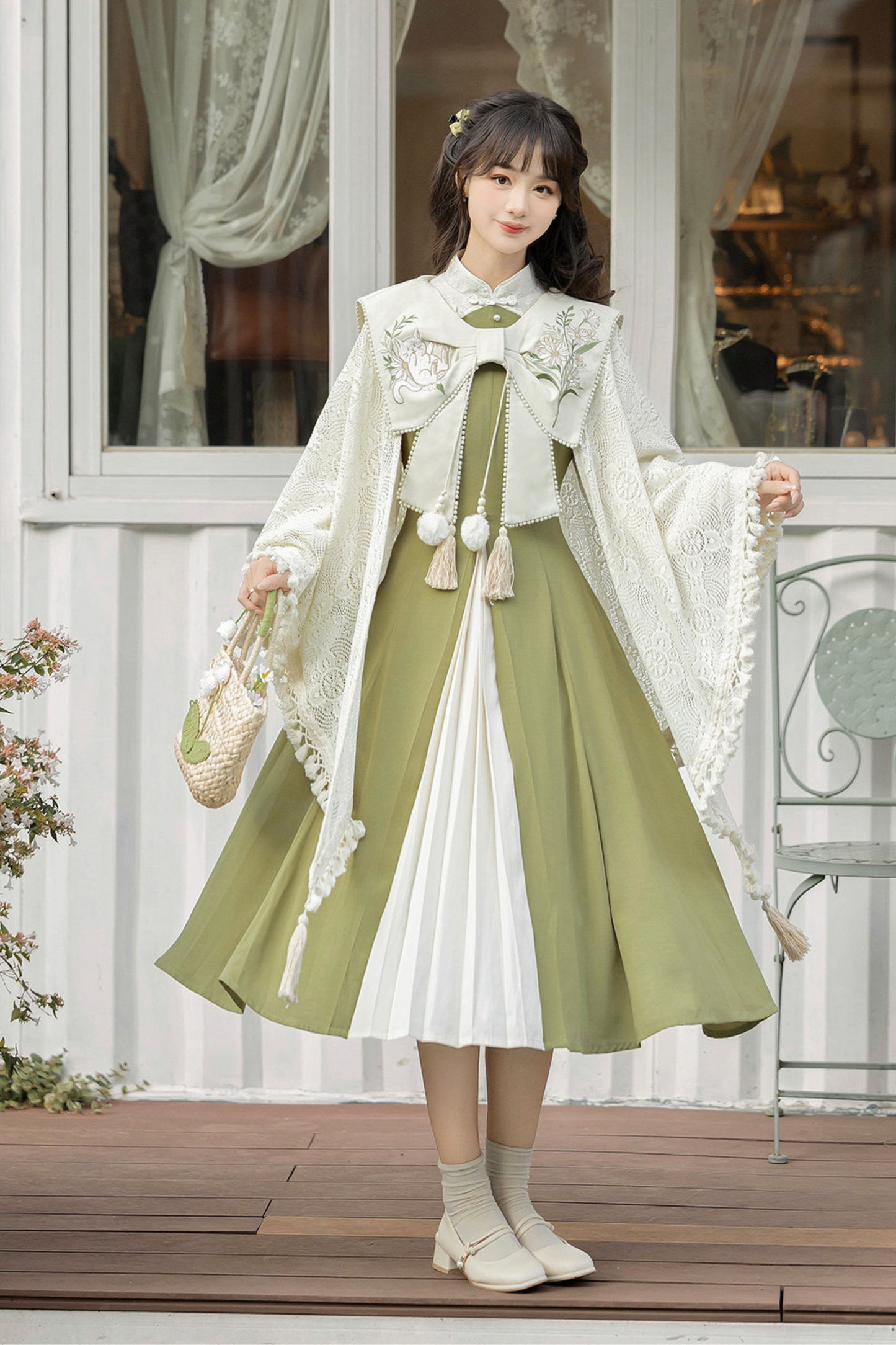 Retro Chinese Dress + Shawl