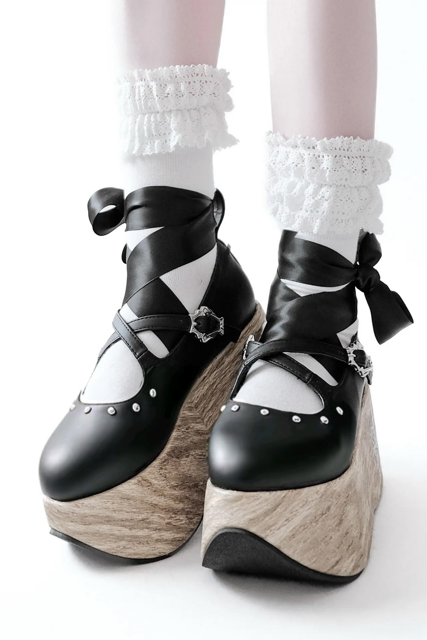 Platform Sole Lace Up Cross Shoes