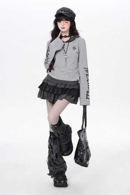 Gothic Arm Design Hoodie Top