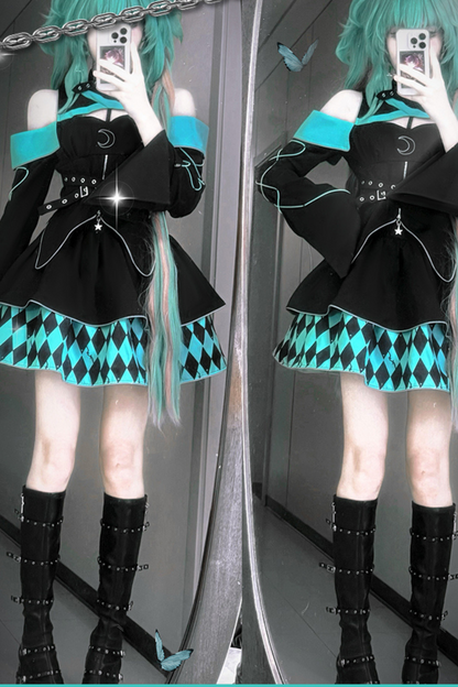 Magical Girl Combat Virtual Top + Flare Skirt + Leg Warmers