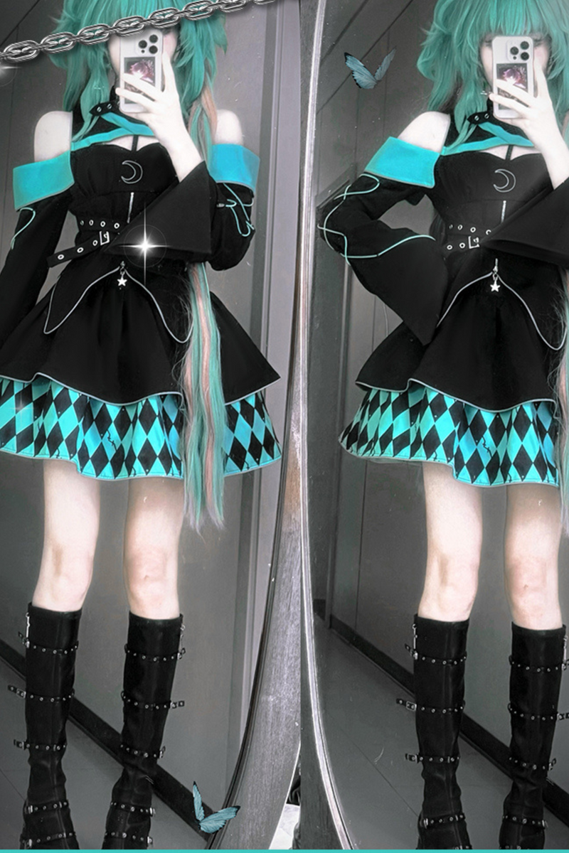 Magical Girl Combat Virtual Top + Flare Skirt + Leg Warmers