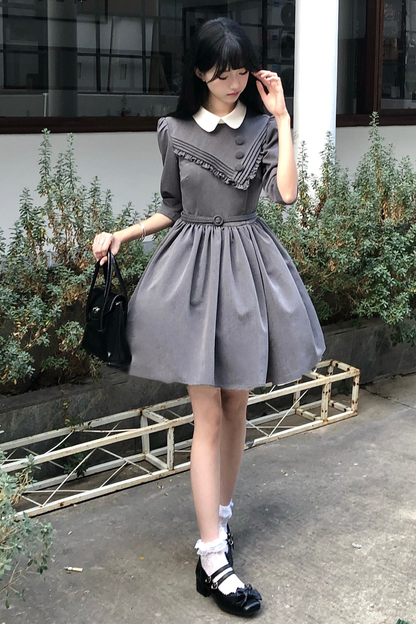 Retro Preppy Mid-sleeve Lolita Dress