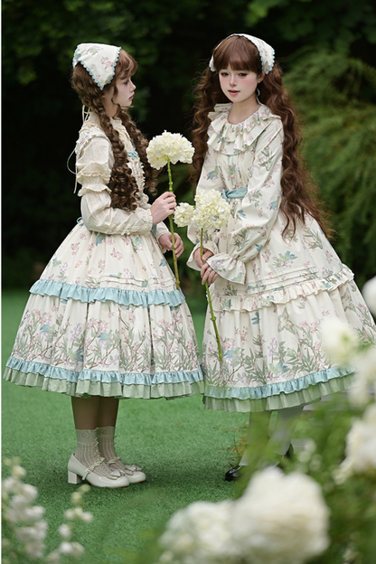 [pre-order] Forest Flower Dress + Suspender Skirt + Blouse + Cardigan + Scarf