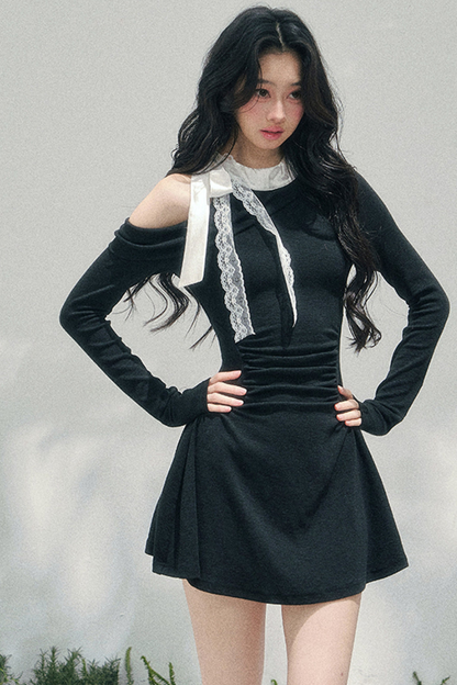 French Lace Off Shoulder Dress