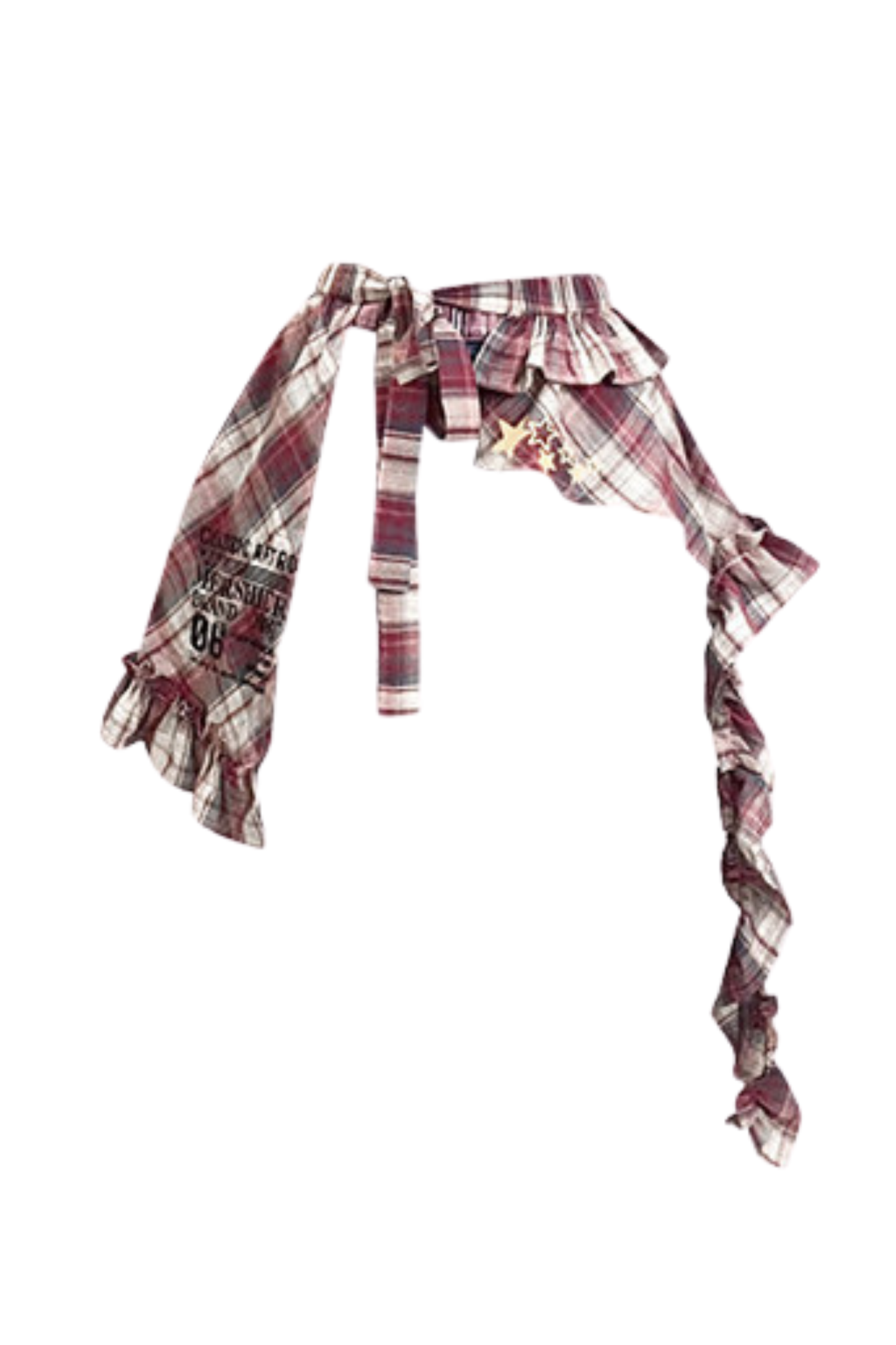 Retro Black Denim Pants + Plaid Curtain