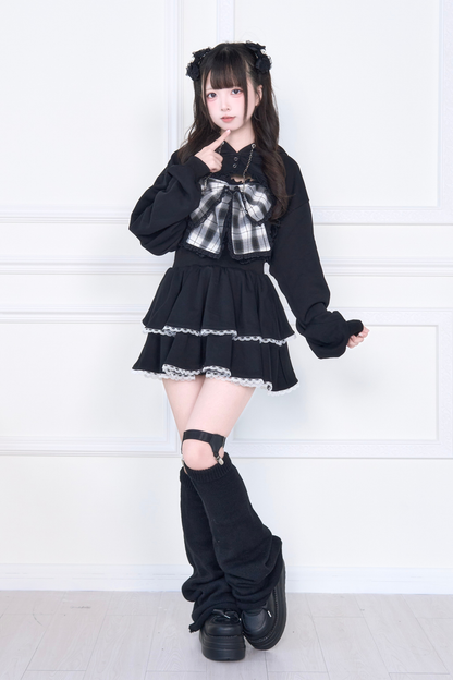 Ribbon Vest + Short Sweatshirt