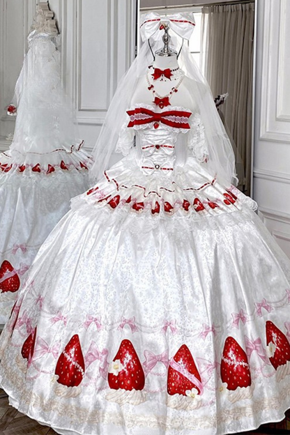 Ribbon Love Strawberry Princess Dress + Skirt