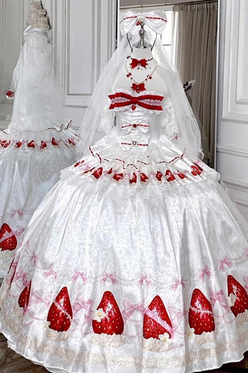 Ribbon Love Strawberry Princess Dress + Skirt