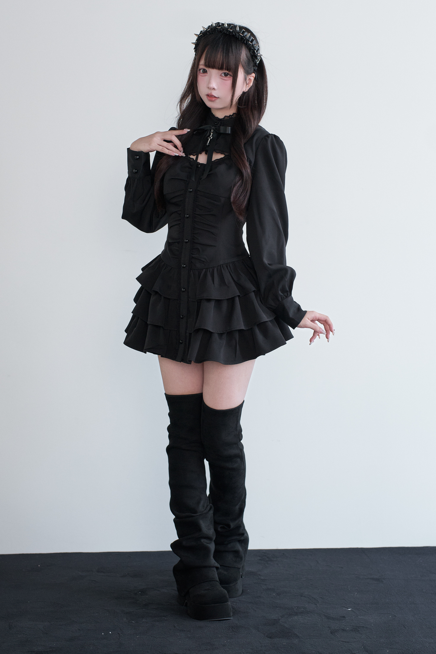 Little Goth Lace Ribbon Dress + Shorts