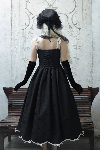Silent Black Lady Lolita Princess Jumperskirt + Cropped Top