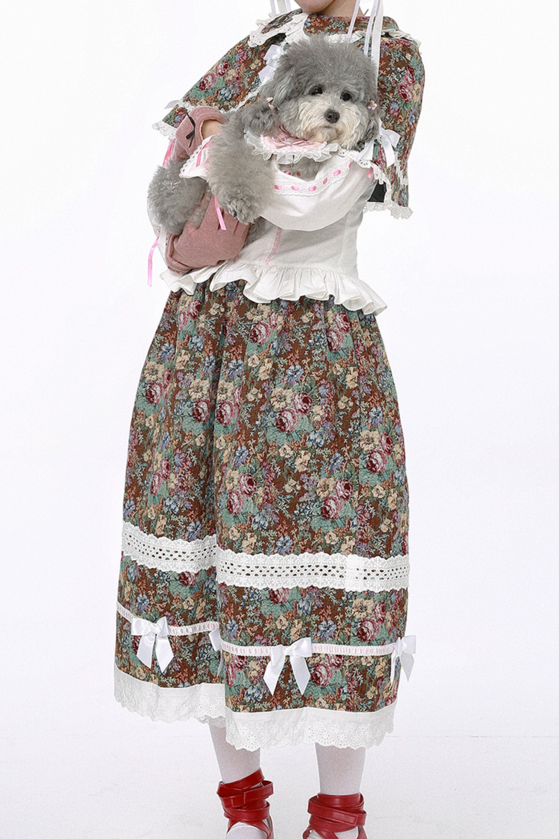 Retro Shawl + Ribbon Flare Skirt