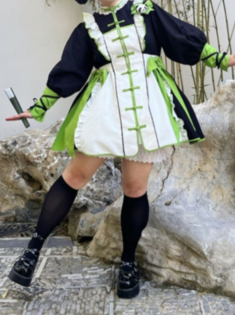 Chinese-style Red Panda Maid Lolita Dress + Accessories