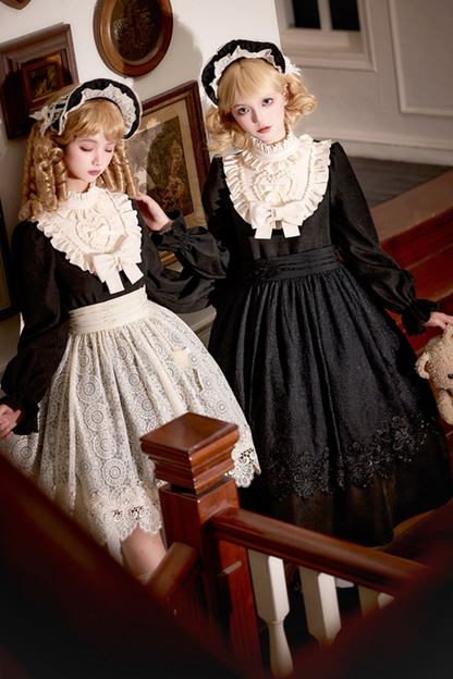 [pre-order] Dark Doll Lolita Dress + Apron + Ribbon + Headband